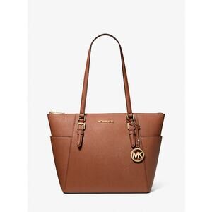 MICHAEL KORS Charlotte Large Saffiano Leather Top-Zip Tote - Luggage